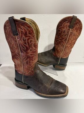 Ariat Relentless Square Toe Boots Mens Size 9D Leather Pull On